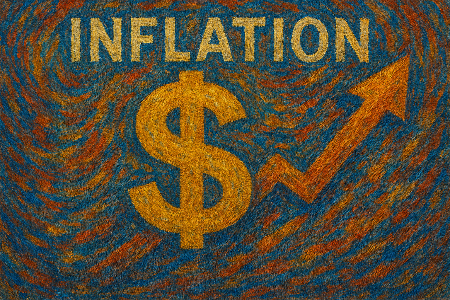 Image IA d'un $ accompagné d'une fleche qui représente l'inflation
